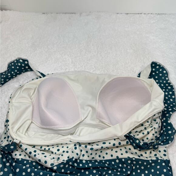 Summersalt The Ruffle Oasis Colorblock Polka Dot One Piece Swimsuit Size 16 - Picture 9 of 11